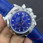 Fake Rolex Cosmograph Daytona Mens Watch SS Blue Dial Blue Leather